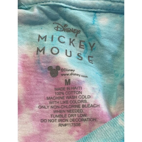 Disney Mickey Mouse Tie-Dye Cropped T-Shirt Medium Cotton Colorful Design - Picture 3 of 4
